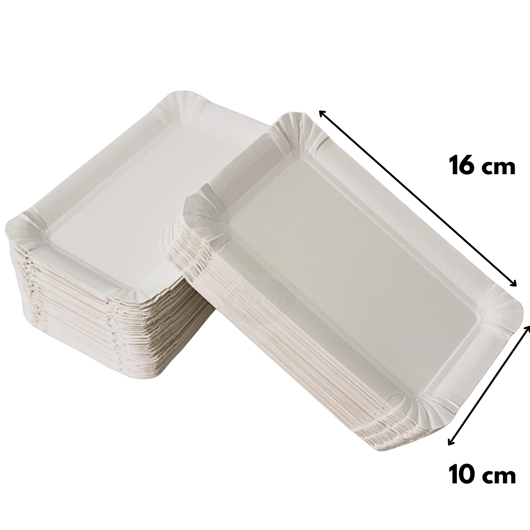 250x assiette/bol en carton résistant 10x16cm blanc - vaisselle jetable adaptée pour présenter des snacks - barbecue - événements