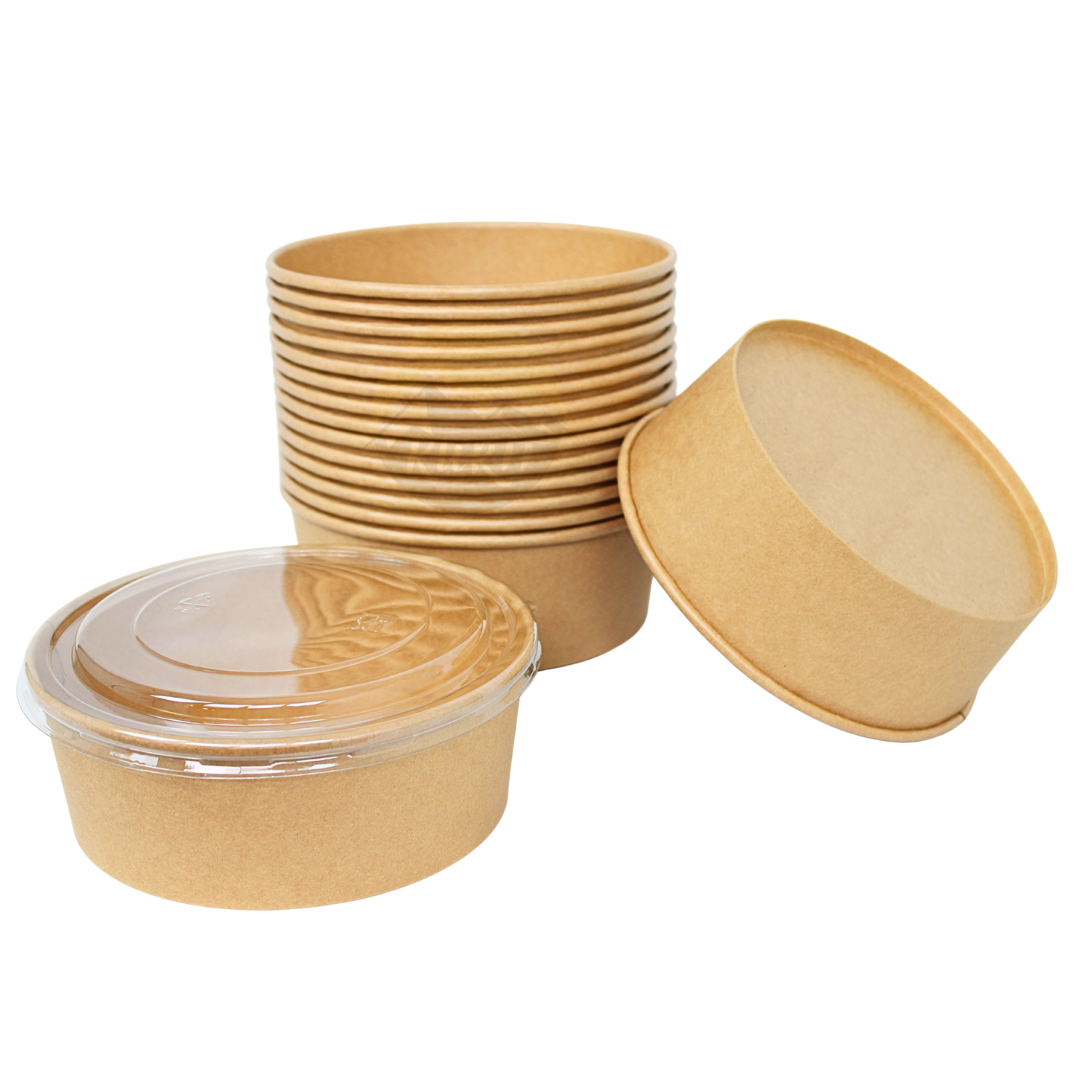 Cardboard salad bowls with RPET lids 1300 ml - 150 pieces