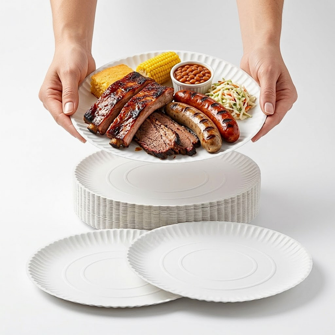 Assiettes Carton Blanches 30cm XL – Jetables Pizza Catering Famille | 50 Pièces