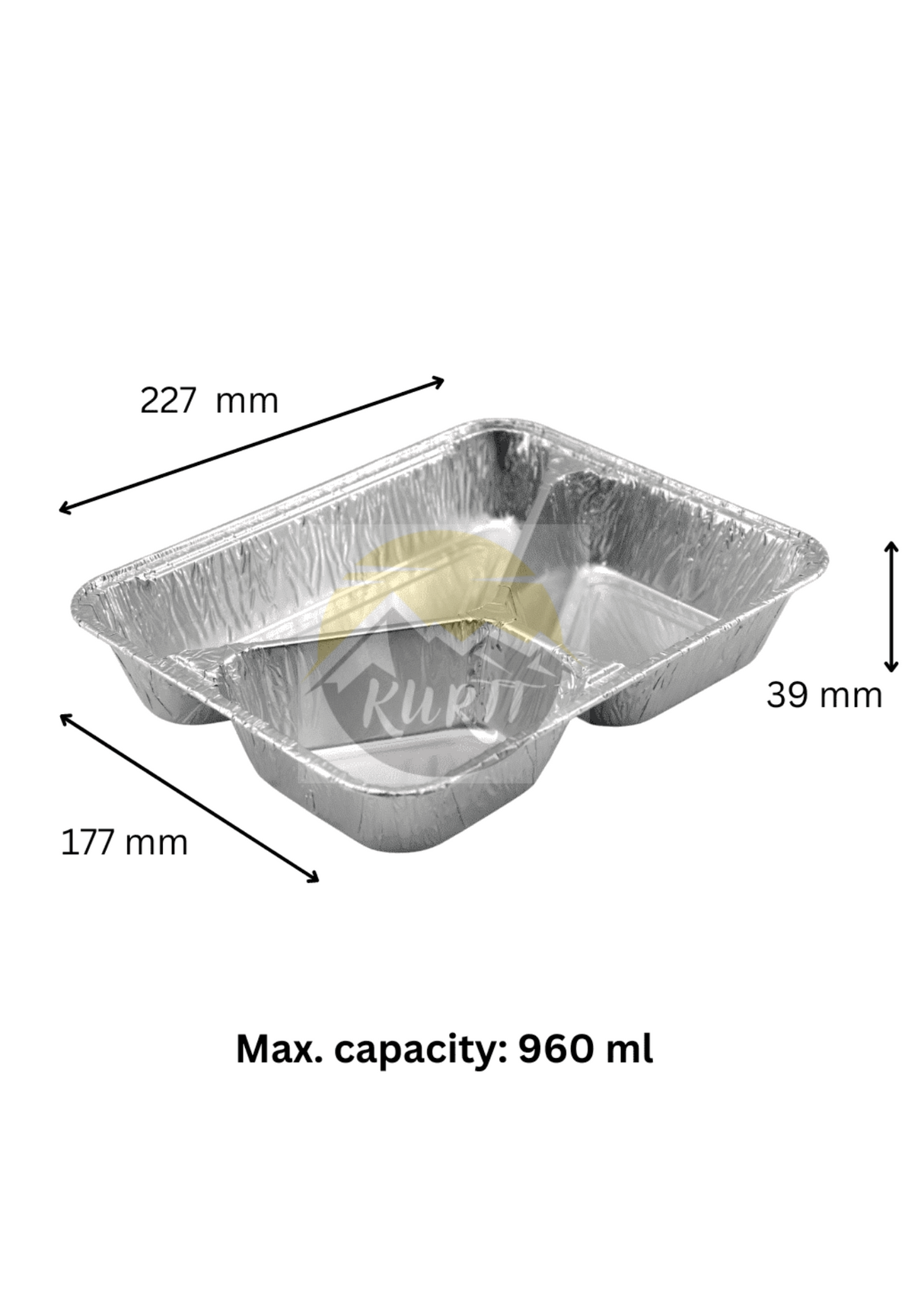 Aluminium Bakjes 3-Vaks met Deksel 100 Stuks – Menuschaal Take Away, Catering