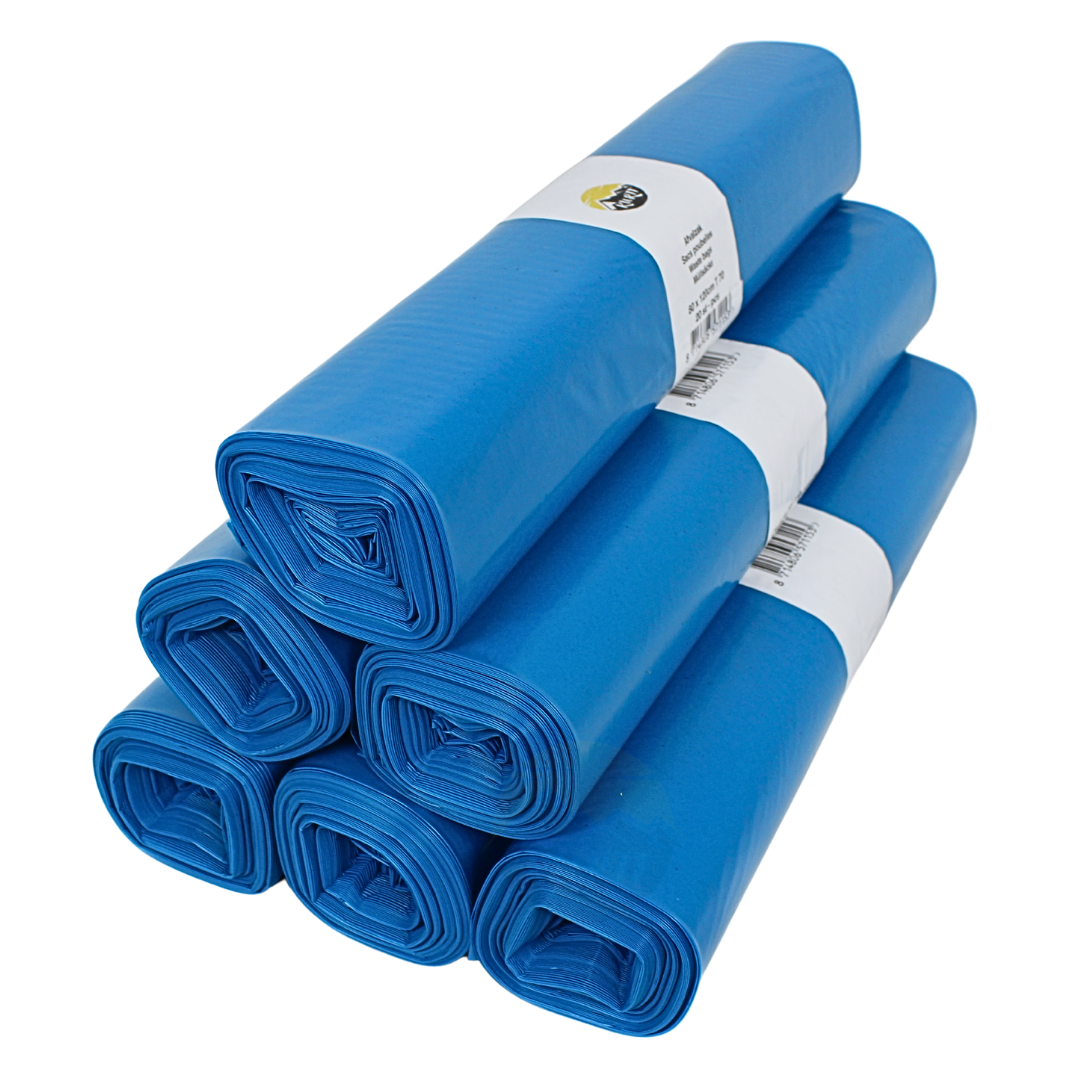 Sacs Poubelle LDPE 80x120cm Bleus Type 70 En Rouleau | 200 Pièces