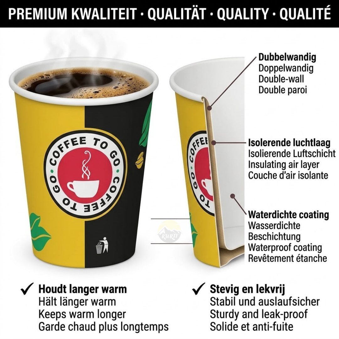 Gobelets Carton Café 180ml Design Coffee To Go Or Noir – 1000 Pièces | Menu Intégré Éco-Contribution Incluse