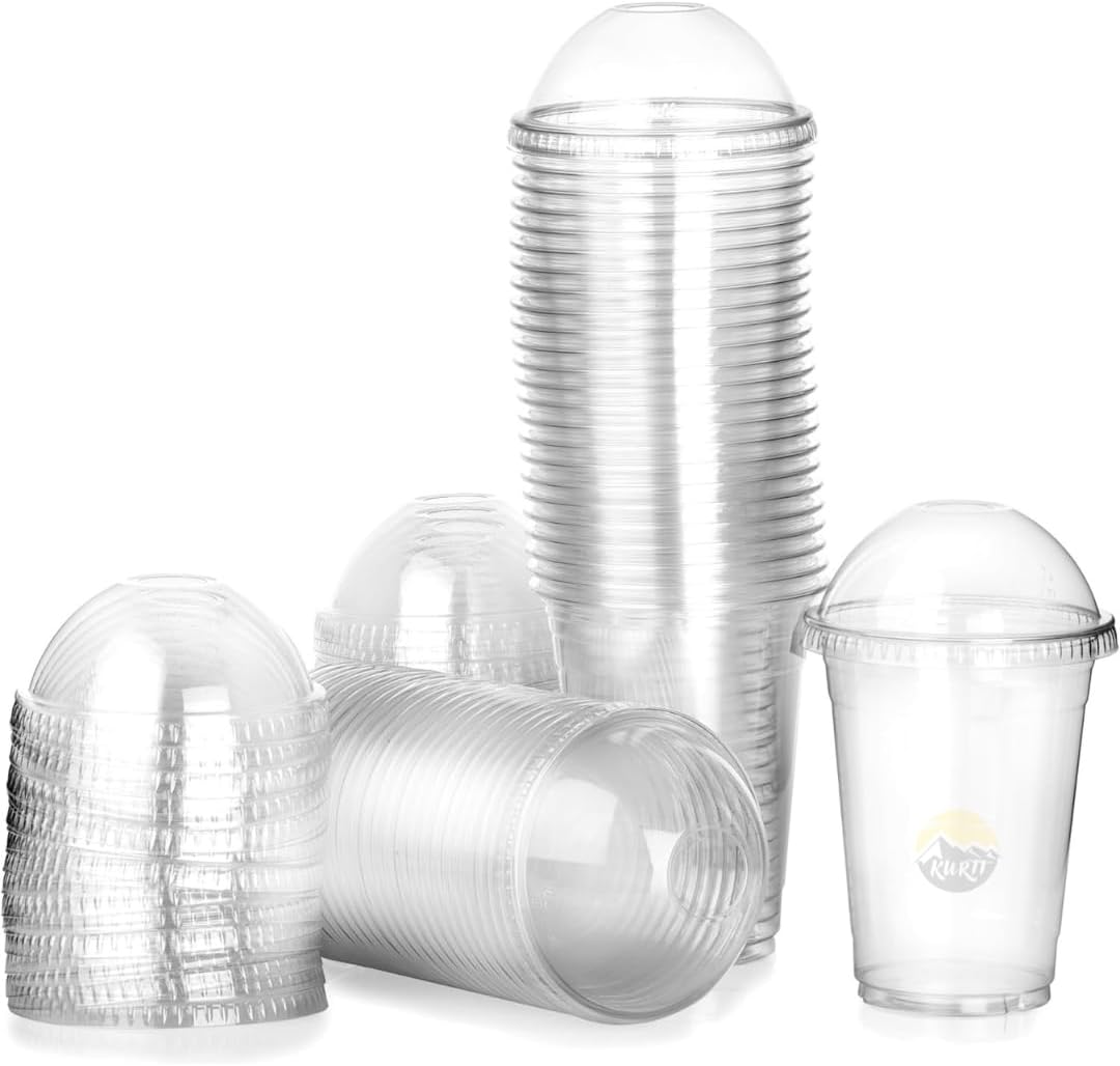 100x Smoothiebekers met Deksel 500ml Transparant Plastic