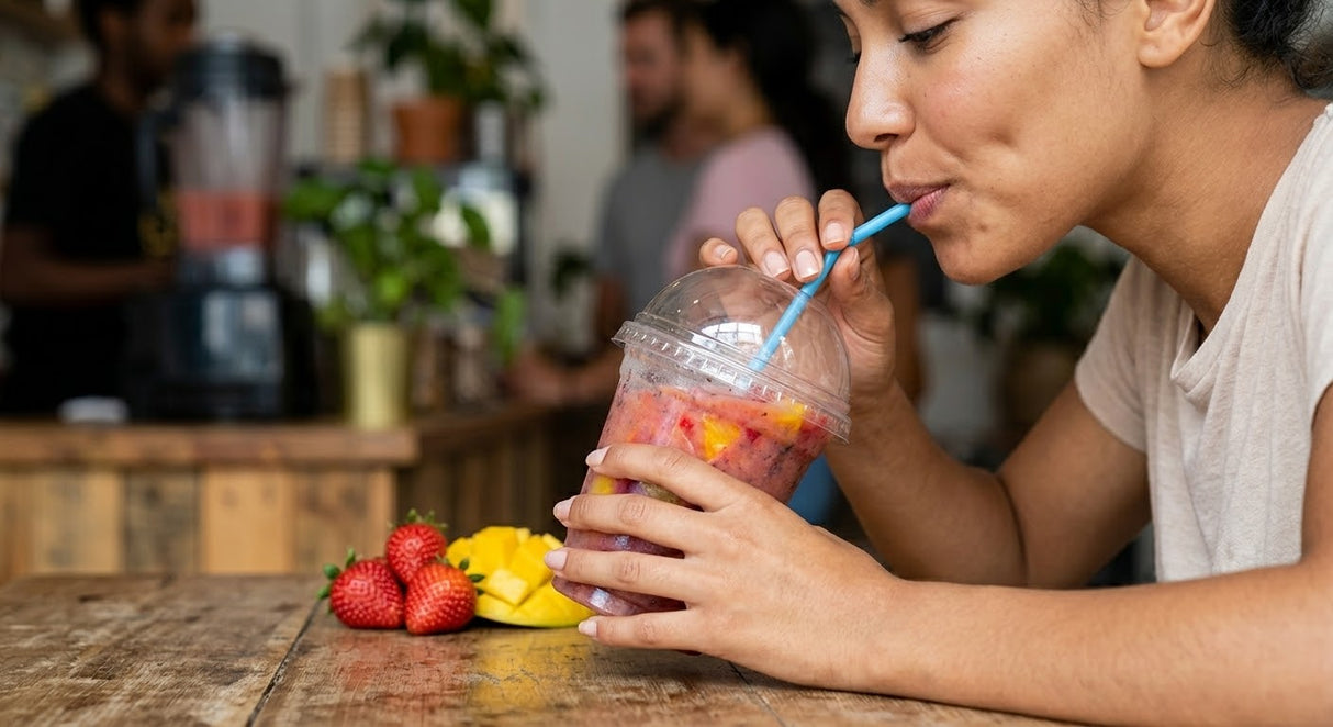 100x Smoothiebekers met Deksel 200ml Transparant Plastic
