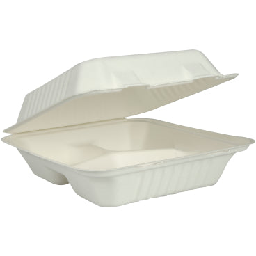 Menu box Sugar cane 3 compartments - 100 pieces
