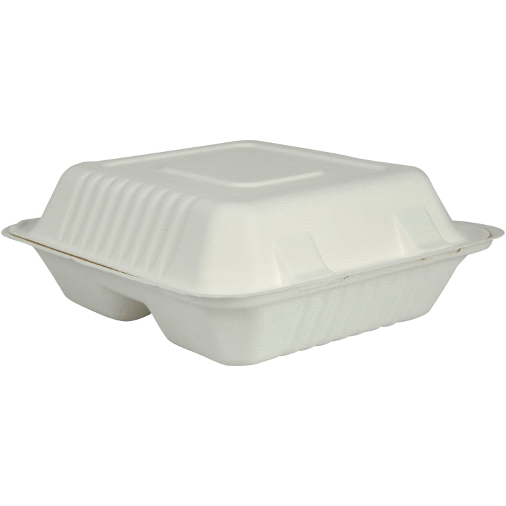 Menu box Sugar cane 3 compartments - 100 pieces