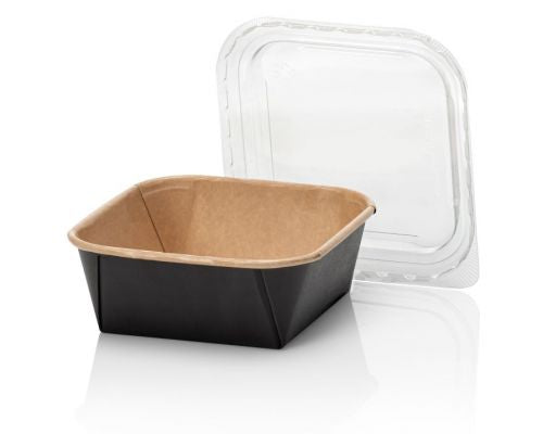 Bac à salade kraft avec couvercles 500 ml - 50 pièces