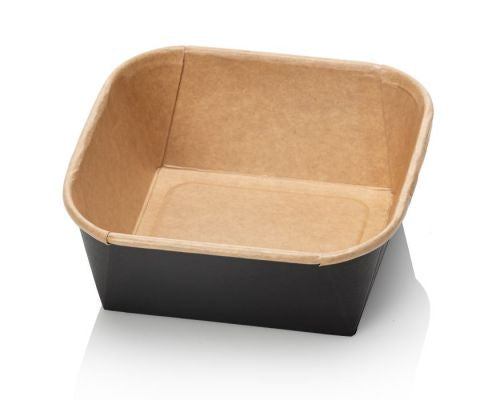 Bac à salade kraft avec couvercles 500 ml - 50 pièces