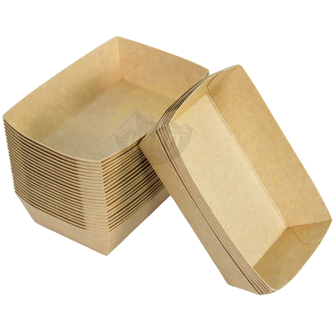 Snackbakjes binnenkant PE gecoat en vetvrij, Frietbakjes, Kraftpapier