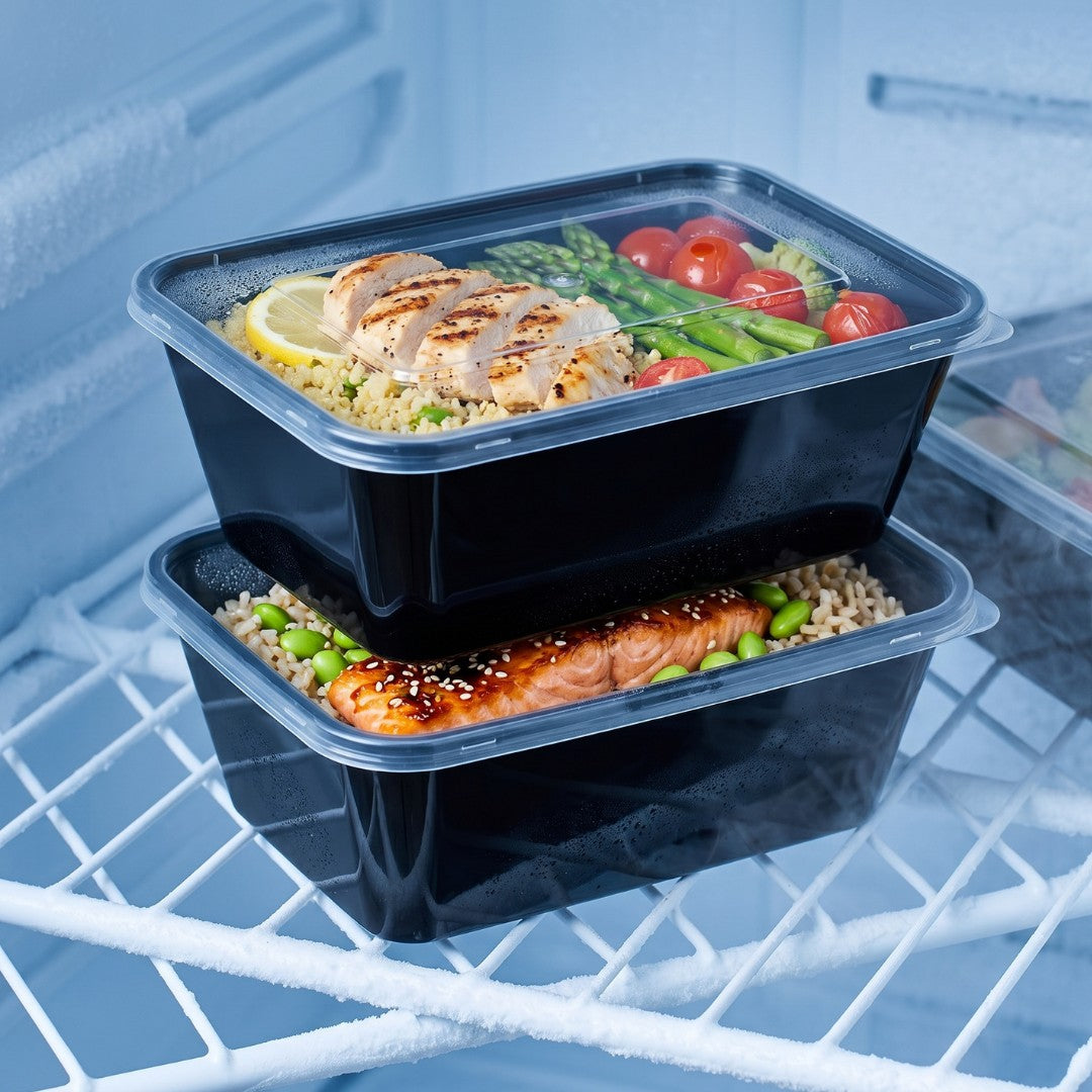 KURTT Boîtes Repas Noires PP Micro-ondes Congélateur 50/100 pièces Meal Prep | 500ml 650ml 750ml 1000ml
