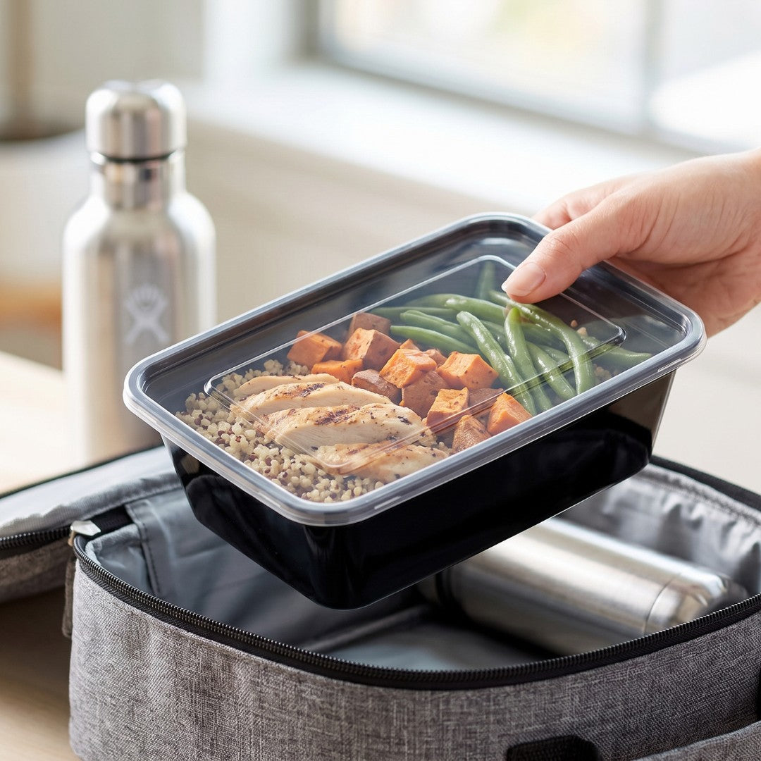 KURTT Boîtes Repas Noires PP Micro-ondes Congélateur 50/100 pièces Meal Prep | 500ml 650ml 750ml 1000ml