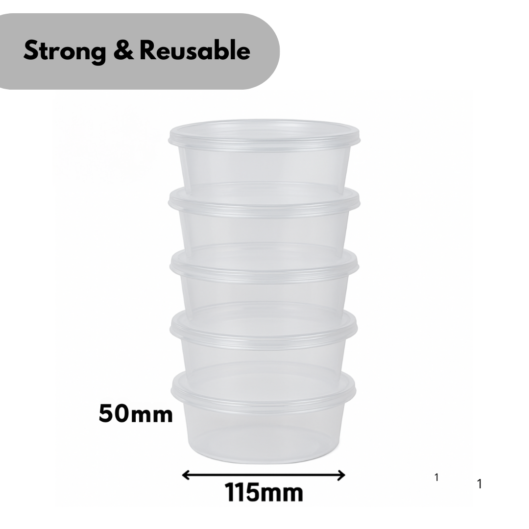 50x pots en plastique avec couvercles Récipients à micro-ondes de 350 ml - Récipients pour aliments frais Convient pour les plats à emporter. Réutilisable et sans BPA