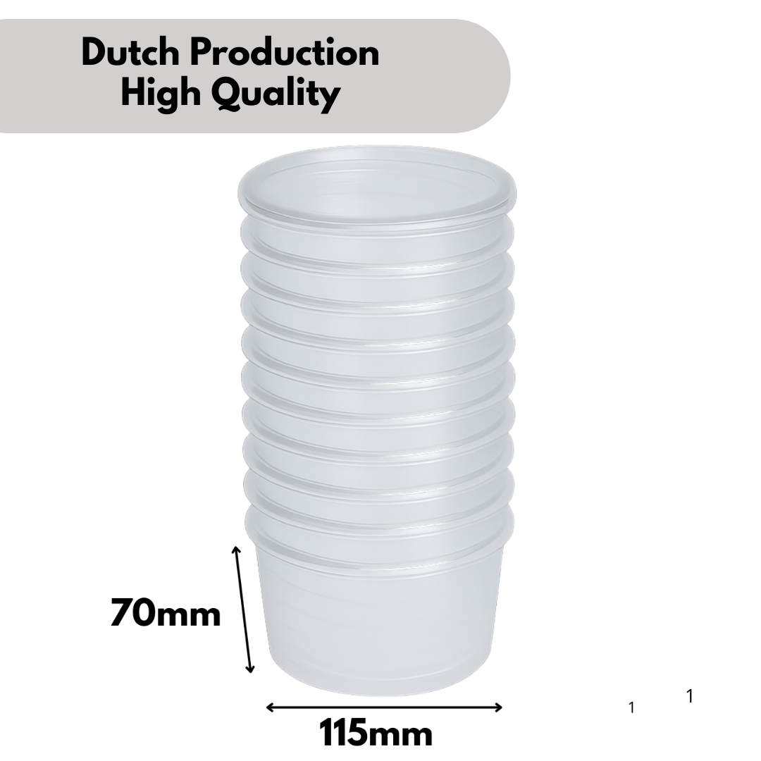 Vershoudbakjes 500ml transparant met deksel – 100 stuks | Plastic Potjes Magnetronbestendig