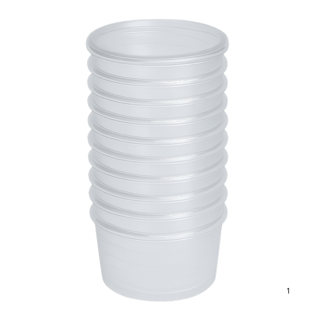 100x Récipients pour micro-ondes avec couvercles Pots en plastique de 500 ml - Récipients alimentaires adaptés aux plats à emporter. Réutilisable et sans BPA