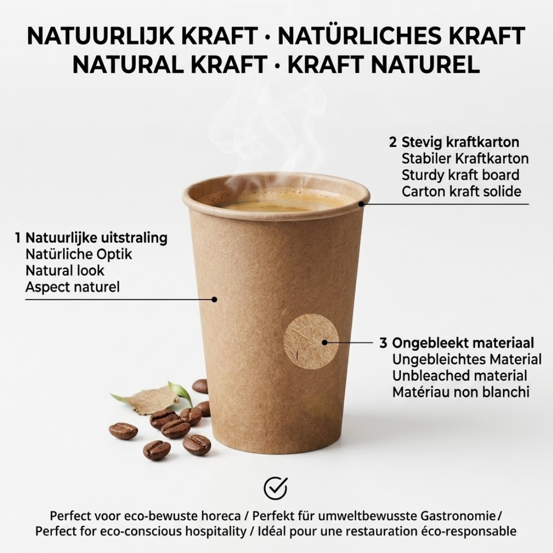 Bruine kartonnen koffiebeker van 7,5 oz met zwart logo