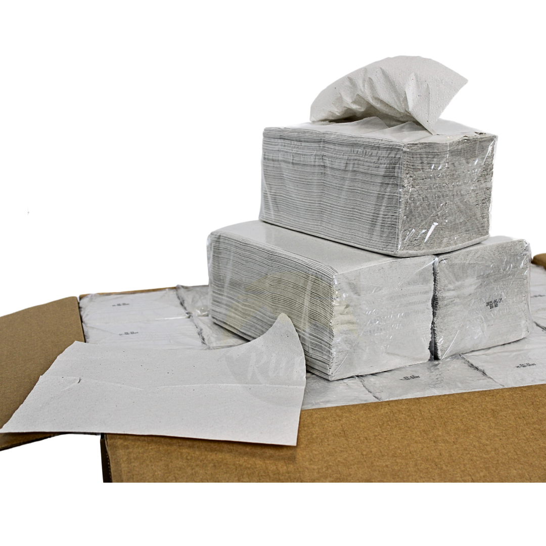 1000x Papieren handdoekjes (recycled tissue) 2-laags, naturel 22 x 23 cm, Z-vouw handdoekjes papier ( 4 x 250 vellen)