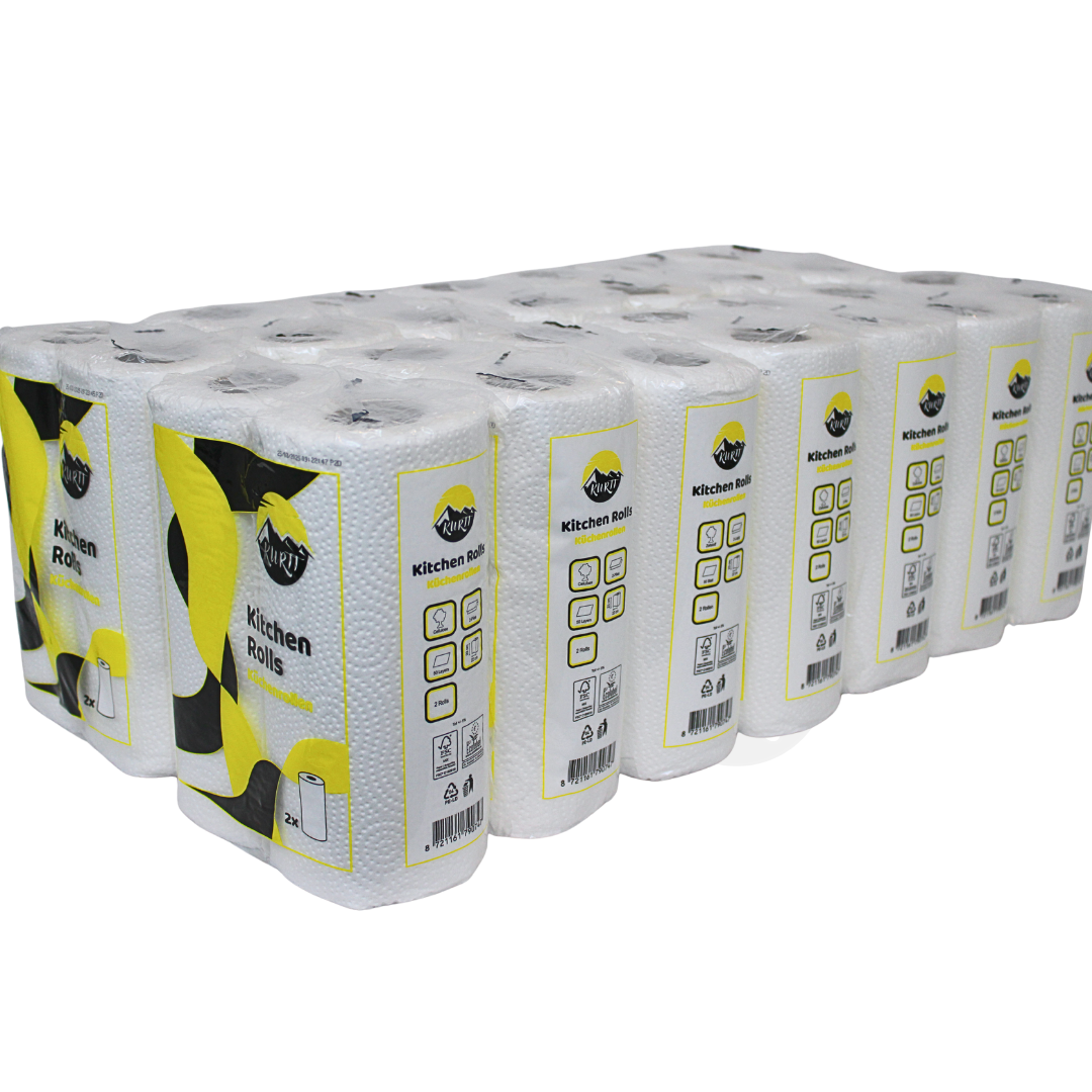 KURTT Essuie-Tout Cuisine 2 Plis Cellulose 50 Feuilles FSC Écolabel – 16/32/64/96/192 Rouleaux | Restaurant Bureau Cantine