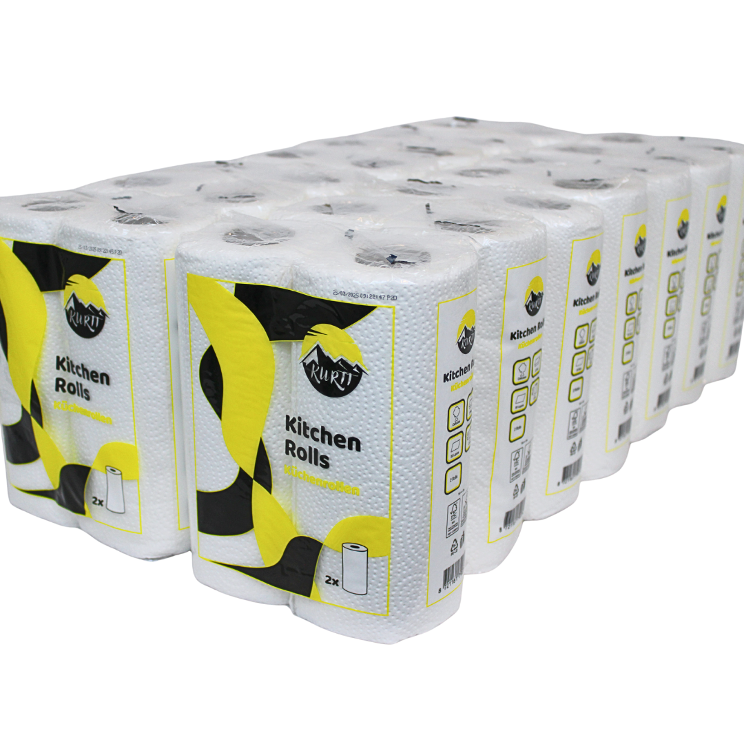 KURTT Essuie-Tout Cuisine 2 Plis Cellulose 50 Feuilles FSC Écolabel – 16/32/64/96/192 Rouleaux | Restaurant Bureau Cantine