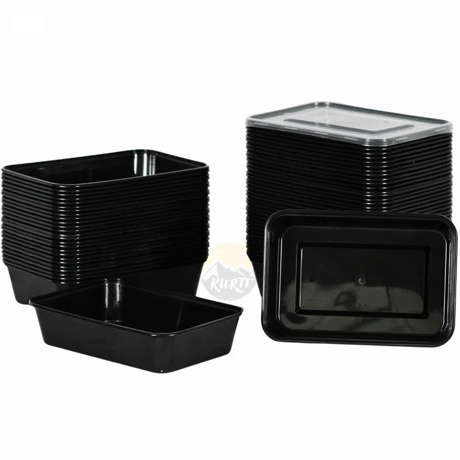 Microwave containers with lid black