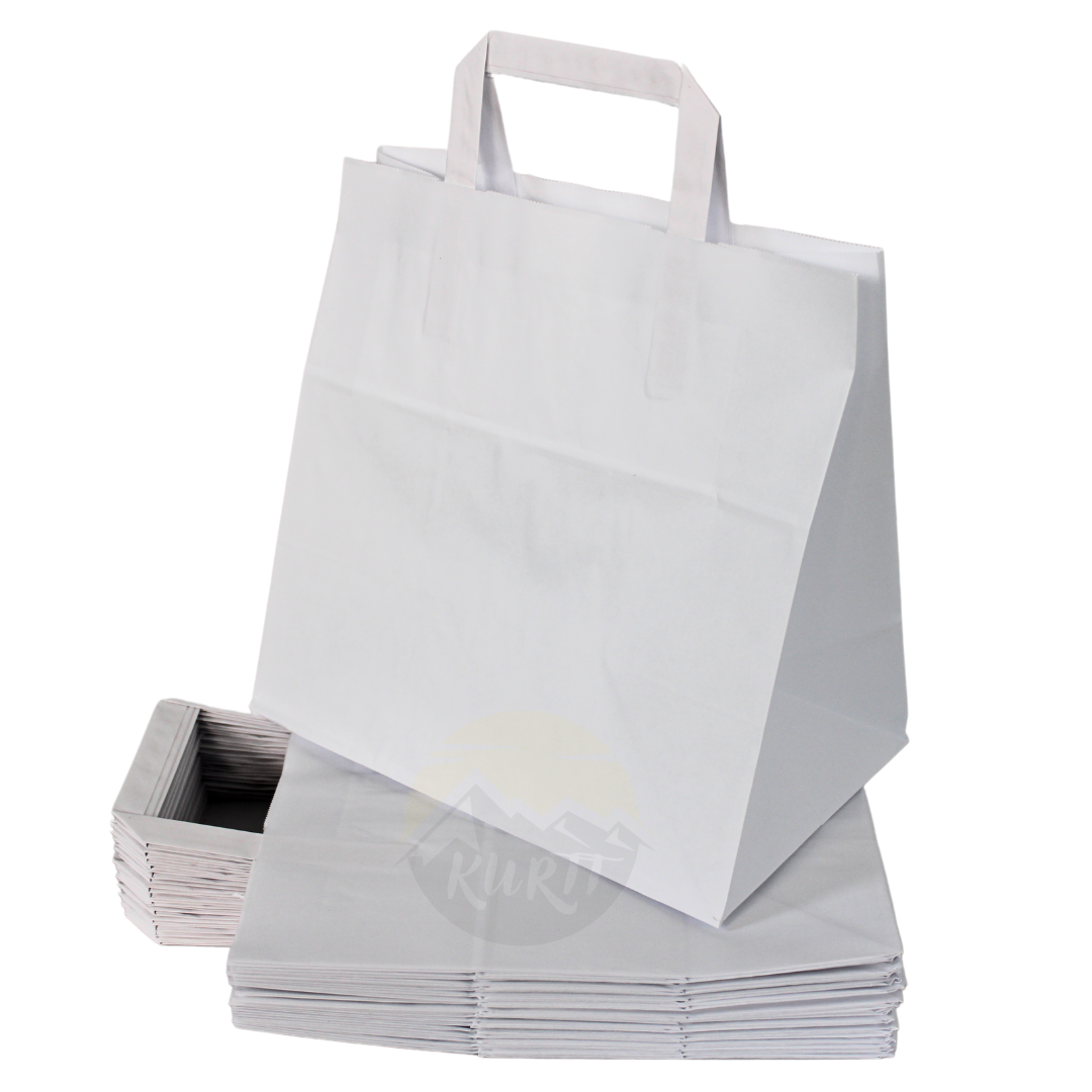 Sac en papier blanc blanc 26 + 17 x 25 cm - 250 pièces