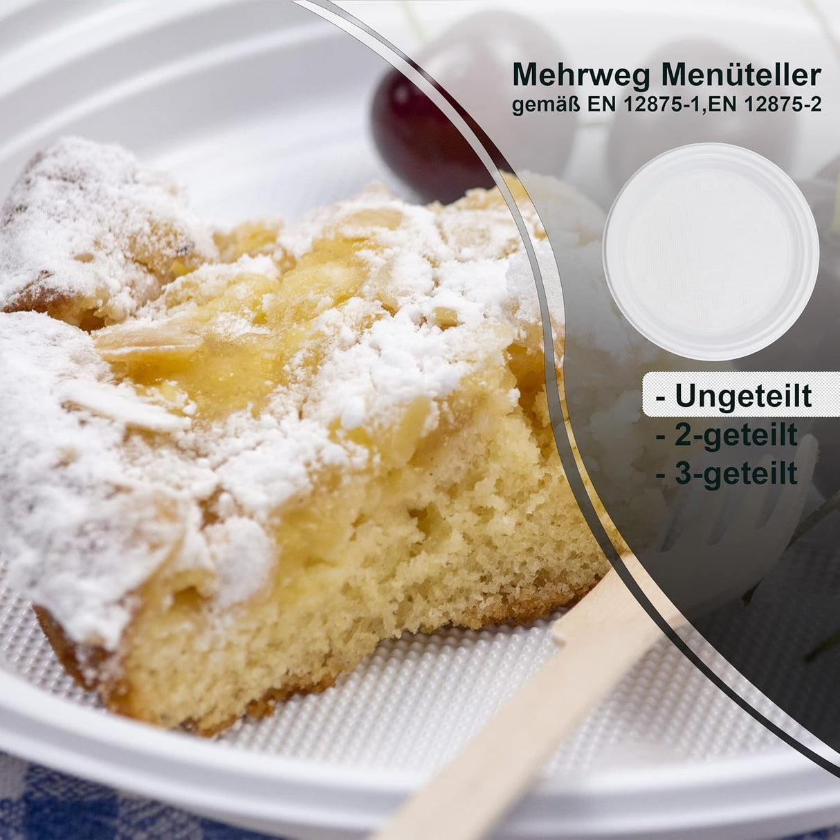 White plastic plate, 22cm, undivided - 100 pieces incl. SUP