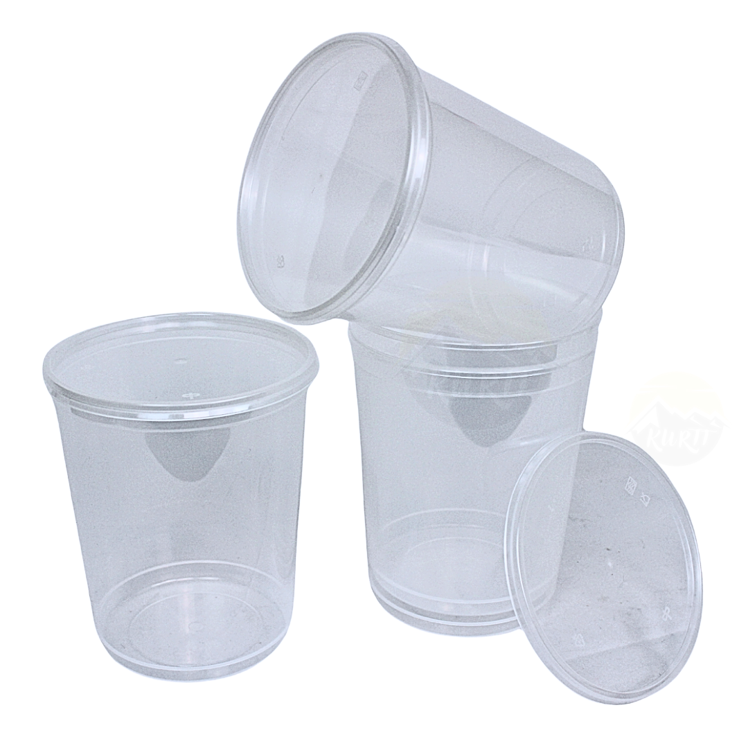 Reusable Transparent Round 1000cc - 100 pieces