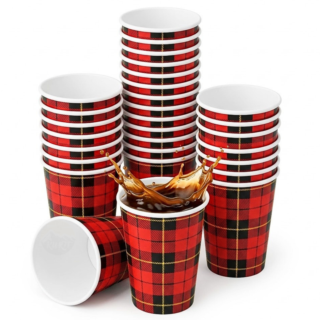 2500x 7.5oz/180ml, Tasses à café à emporter - carton 'diamant écossais'