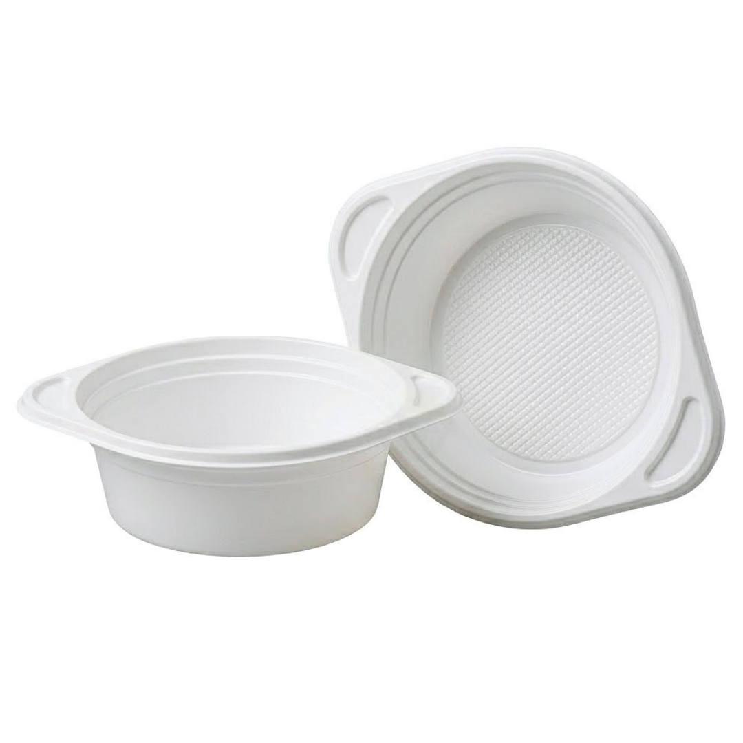 Bols à Soupe Plastique Réutilisables 500ml – Anses Lave-Vaisselle | 100 Pièces Blanc