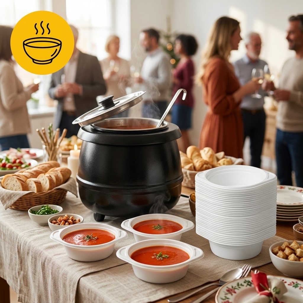 Bols à Soupe Plastique Réutilisables 350ml – Anses Lave-Vaisselle | 100 Pièces Blanc