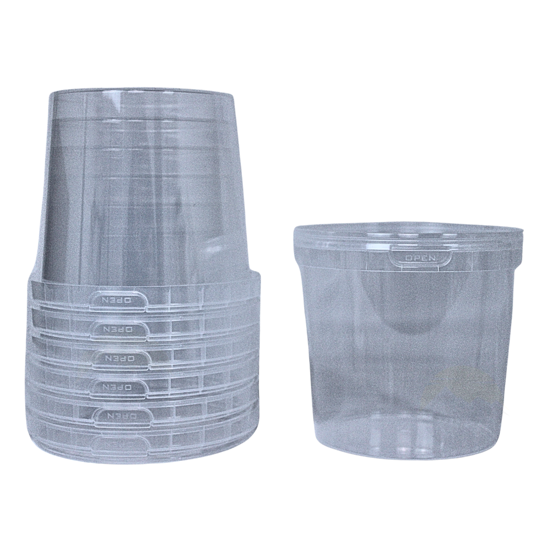 Plastic Emmertje PP Transparant 1180ml – Vershoudbakje Tamper Evident Deksel Ø 133 mm