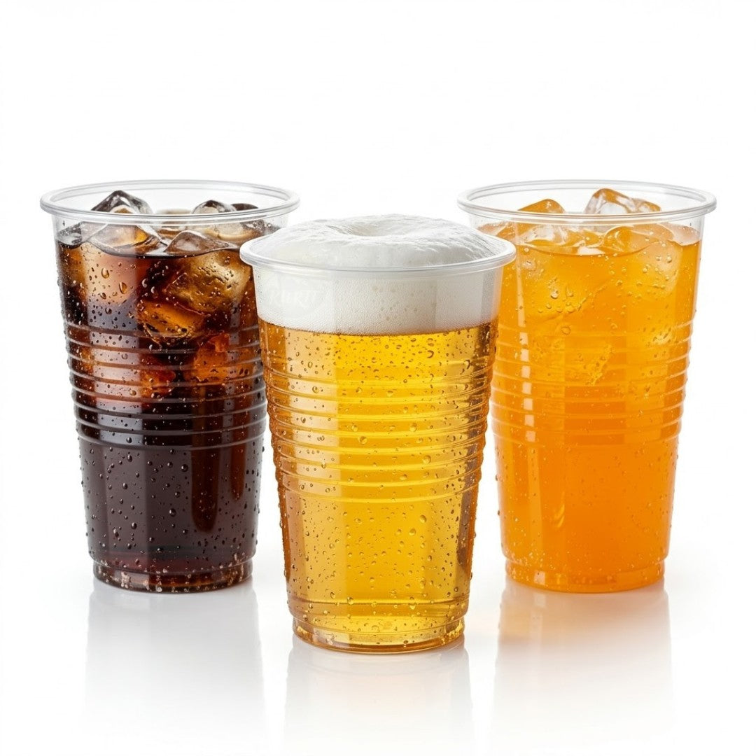 100x Gobelets Jetables 0,2l - gobelets en plastique incassables - gobelets à bière Transparent - Hygiénique & Gobelet Fort pour Restauration, Fêtes & Événements