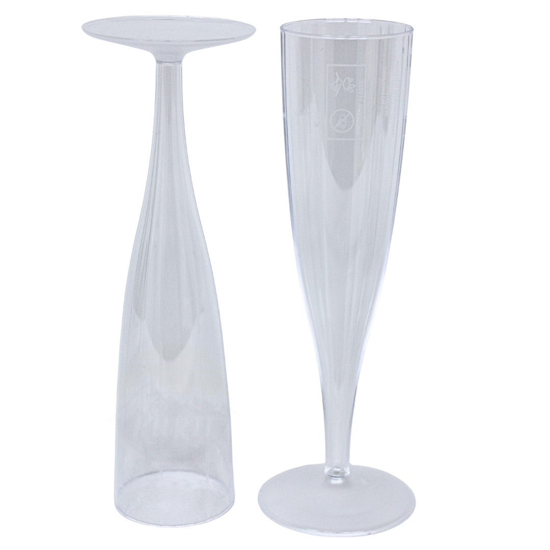 Verres à Champagne Plastique Rigide 13,5cl – 10 pièces | Flûtes Réutilisables Mariage Jardin Piscine | Incassable