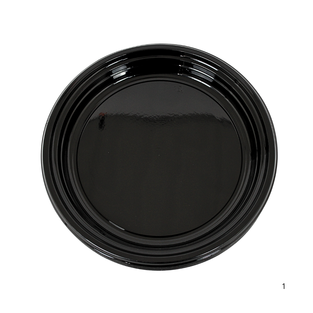 PP reusable / herbruikbaar zwart bord rond 24cm - 12 stuks