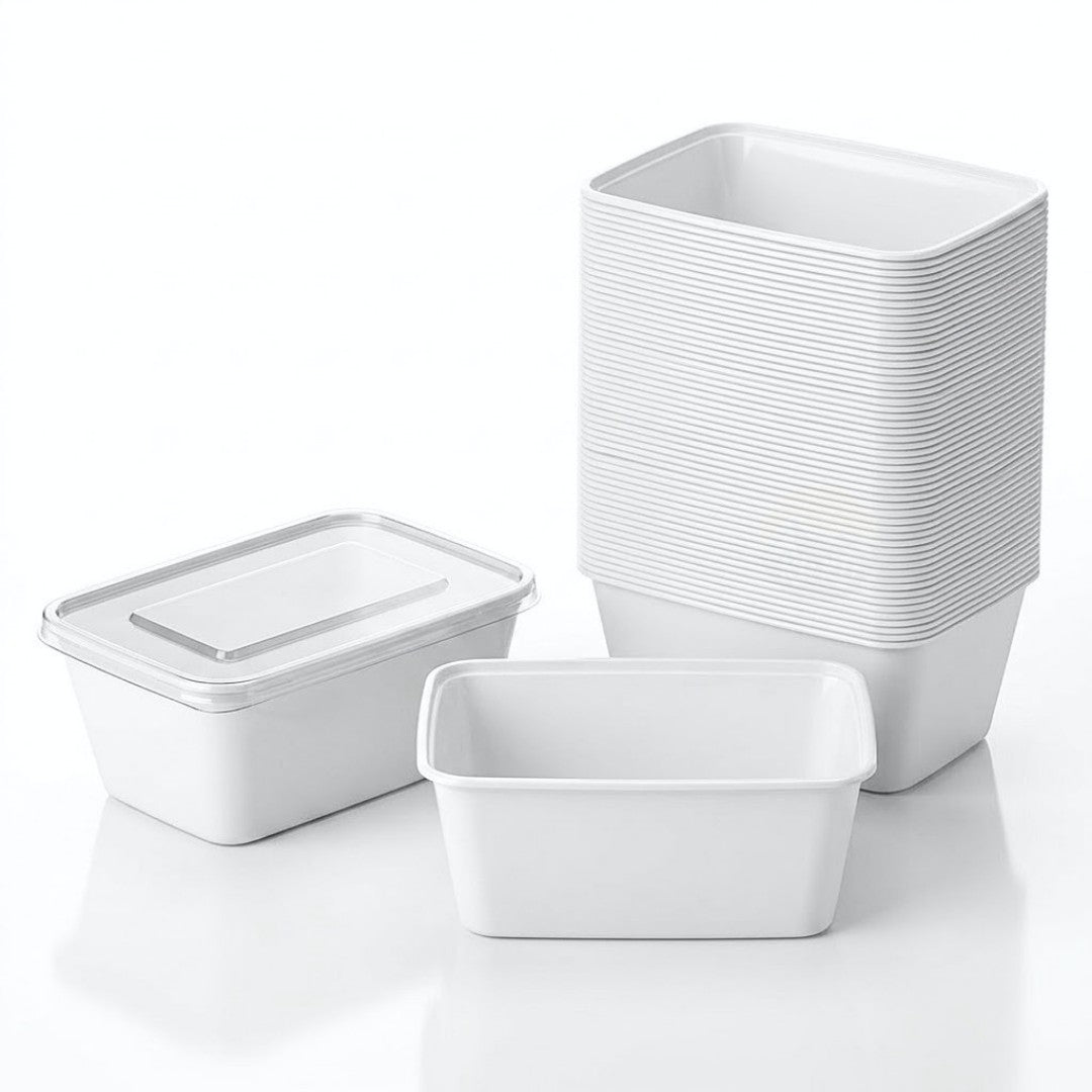 KURTT Boîtes Repas Blanc PP Micro-ondes Congélateur 50/100 pièces Meal Prep