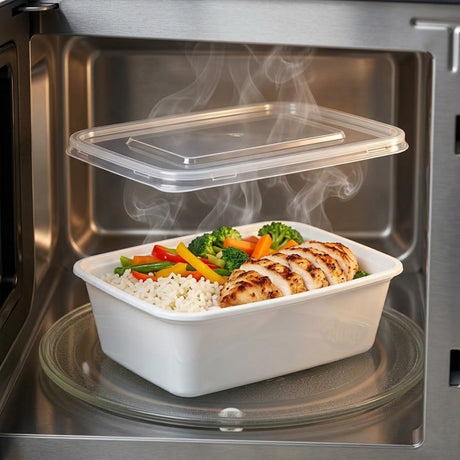 KURTT Boîtes Repas Blanc PP Micro-ondes Congélateur 50/100 pièces Meal Prep