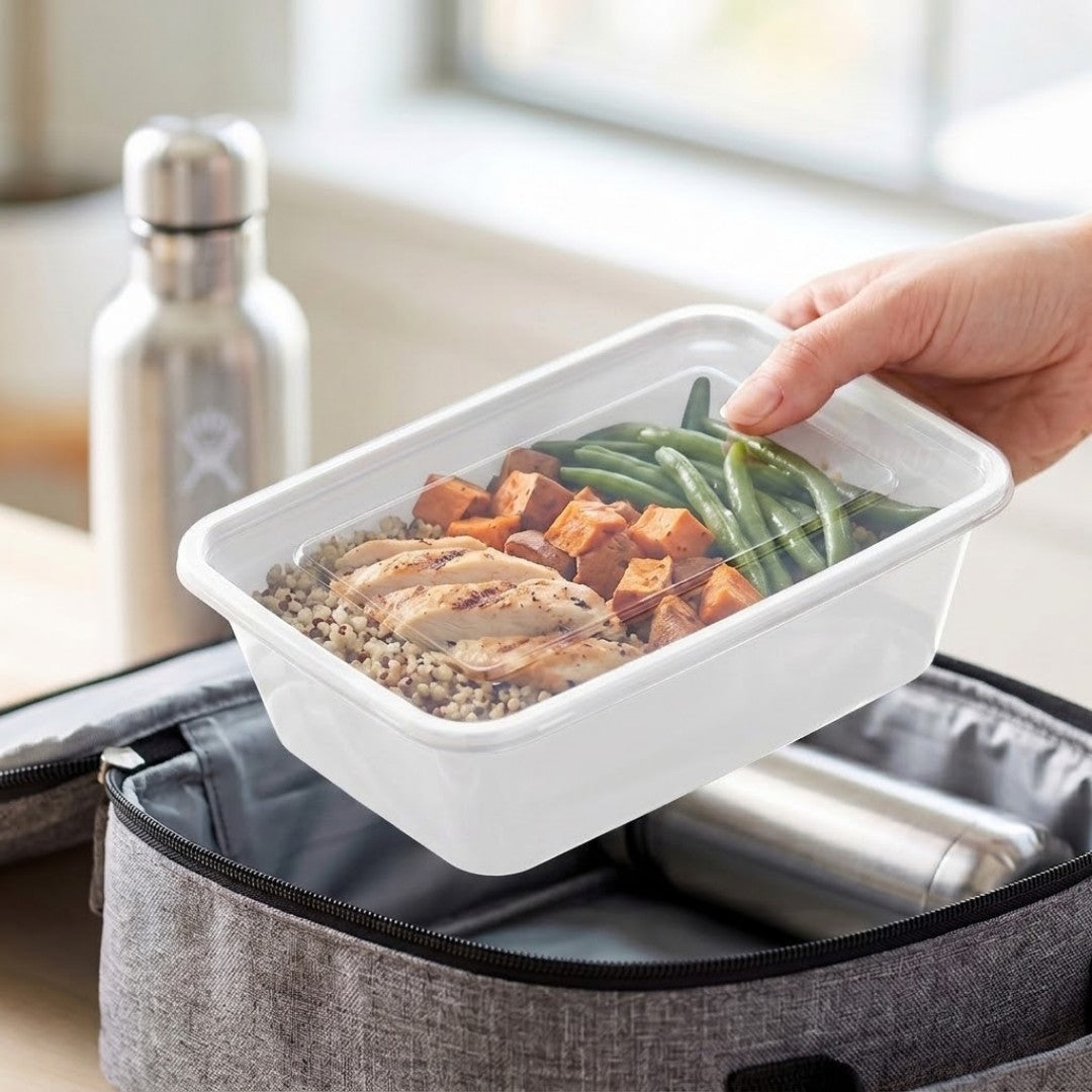KURTT Boîtes Repas Blanc PP Micro-ondes Congélateur 50/100 pièces Meal Prep