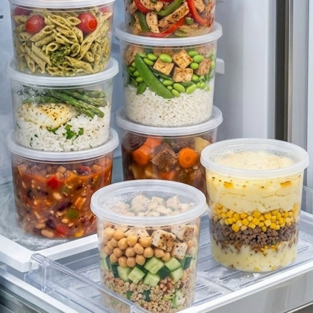 Pots Alimentaires 1000ml avec Transparent Couvercle PP Réutilisable – 100 Pièces | Micro-Ondes Congélateur BPA-free