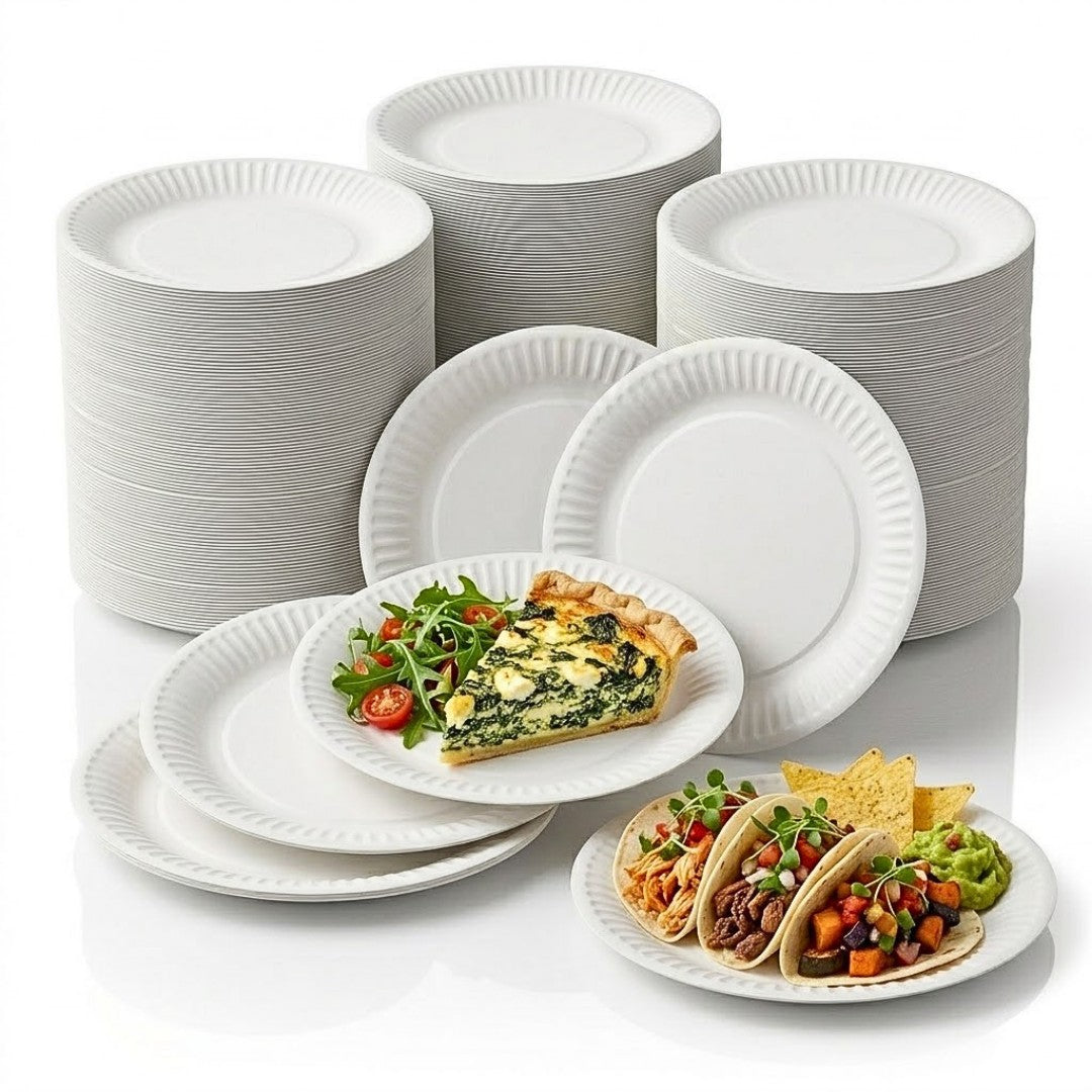 Assiettes Carton Blanc 20cm – Jetable Apéritif Buffet | 100 Pièces