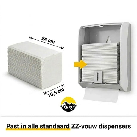 9600 Essuie-tout blanc 2 épaisseurs 24 x 21 cm plié en Z (60 x 160 feuilles)