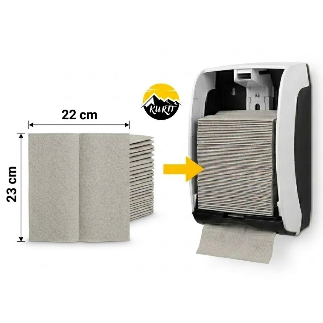 KURTT Essuie-mains papier pliage en Z 2 plis Naturel 25x23 cm – 5 000 feuilles