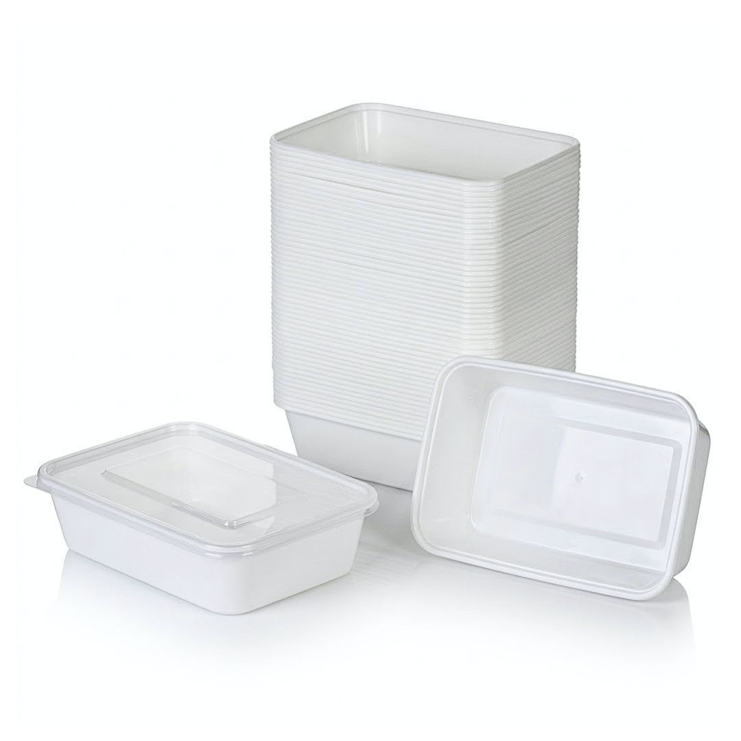 KURTT Boîtes Repas Blanc PP Micro-ondes Congélateur 50/100 pièces Meal Prep