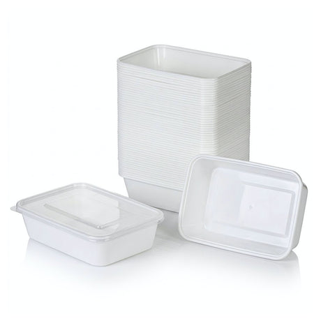 KURTT Boîtes Repas Blanc PP Micro-ondes Congélateur 50/100 pièces Meal Prep