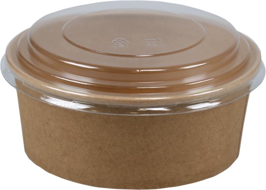 Plateaux de salade en carton avec couvercle RPET 1000 ml - 100 pièces