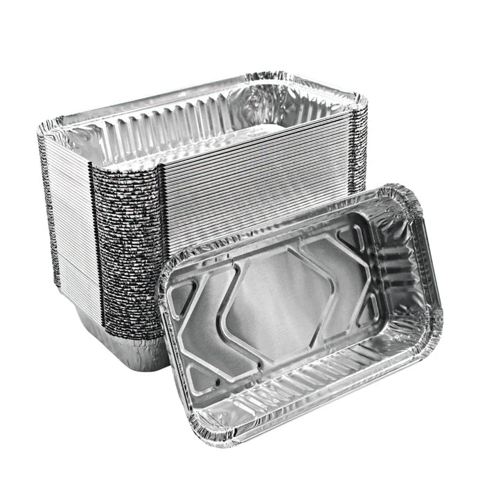 Barquettes Aluminium 650L avec Couvercle 22x13x3,4cm – 100 Pièces | Four Airfryer Barbecue Congélateur