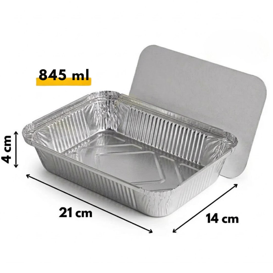 Barquettes Alu 845L 21x14cm avec Couvercle – 100 Pièces | Lasagne Gratin Moussaka Cannelloni