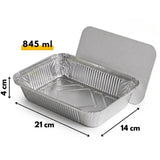 Barquettes Alu 845L 21x14cm avec Couvercle – 100 Pièces | Lasagne Gratin Moussaka Cannelloni