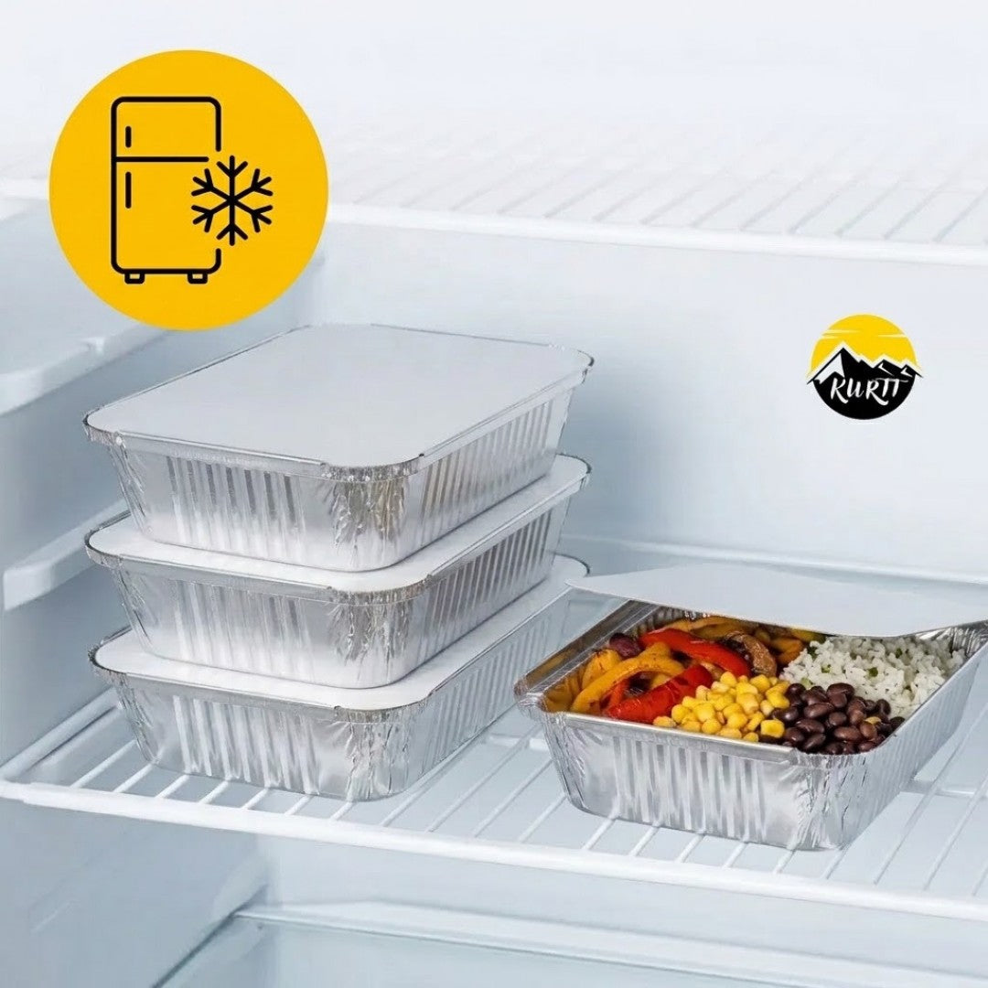 Barquettes Alu 911L avec Couvercle 20x13x5cm – 100 Pièces | Repas Livraison Meal Prep