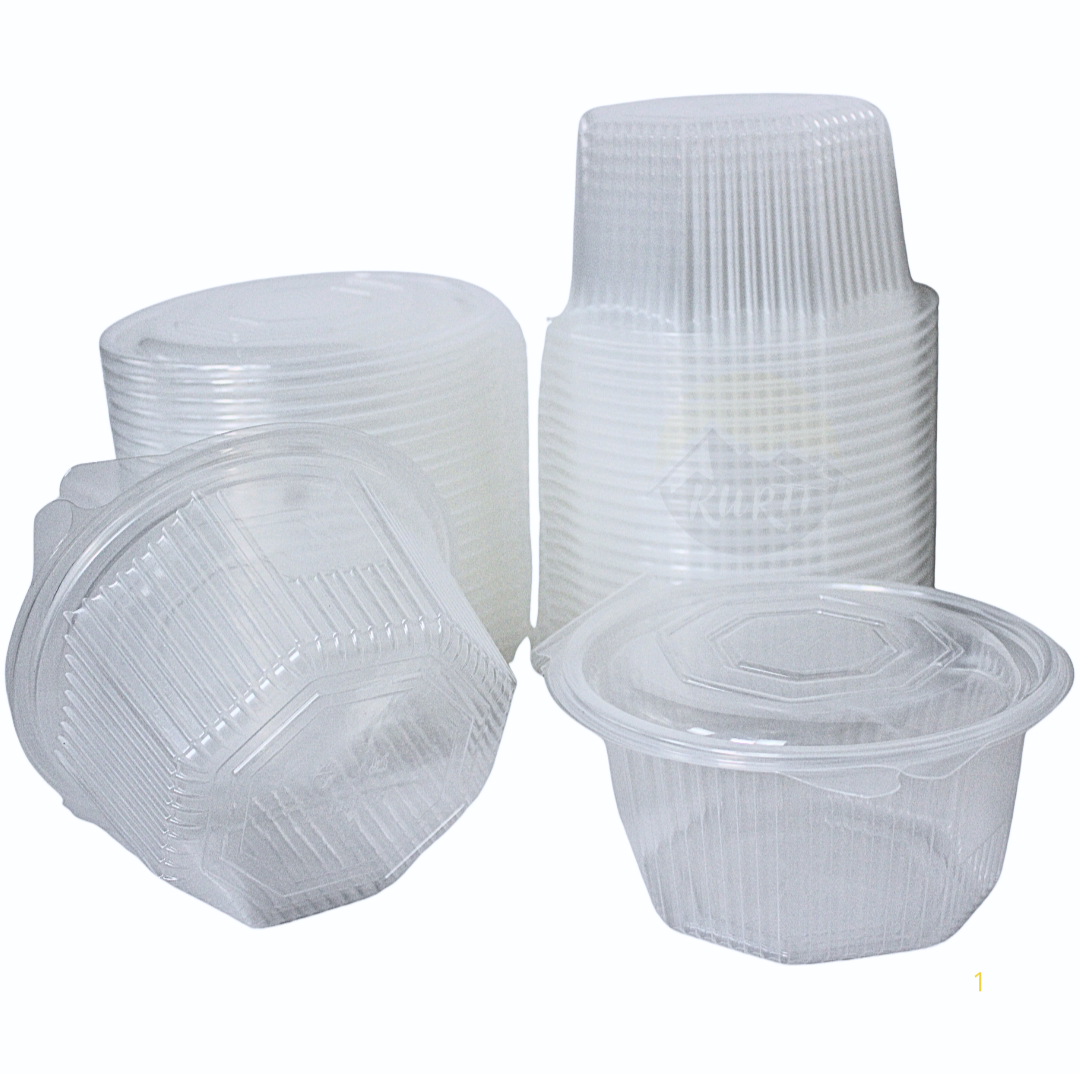 25x Stevig plastic saladebakjes met vast deksel,  8-hoekig 2000ml - vershoudbakjes PP