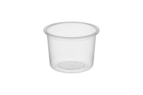 Transparante ronde saladebak met deksel van opzij