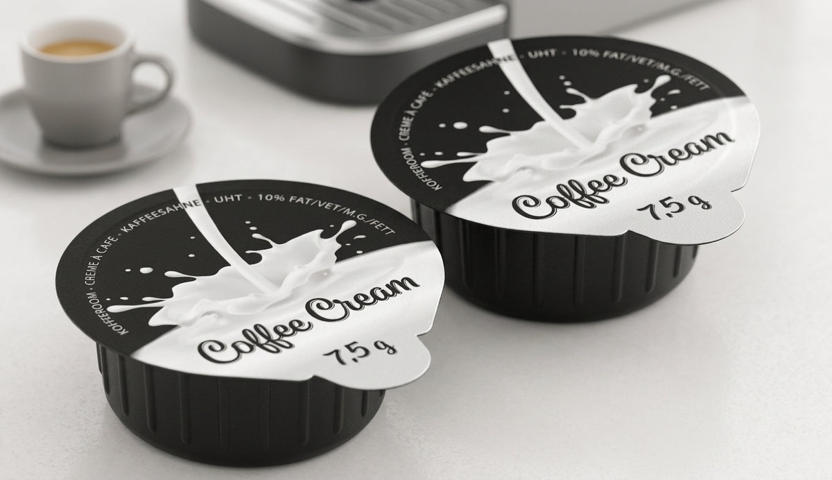 Twee koffiemelkcups van 7,5 gram
